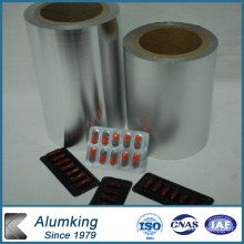 Hoja de aluminio hidrófilo para láminas farmacéuticas